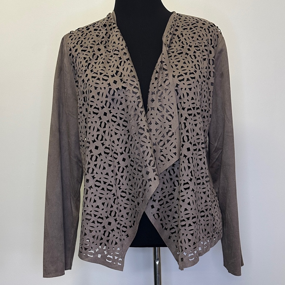 Chico’s faux suede Laser-Cut Women's cardigan